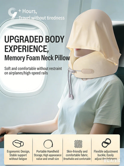 CloudRest Hooded Memory Foam Travel Pillow