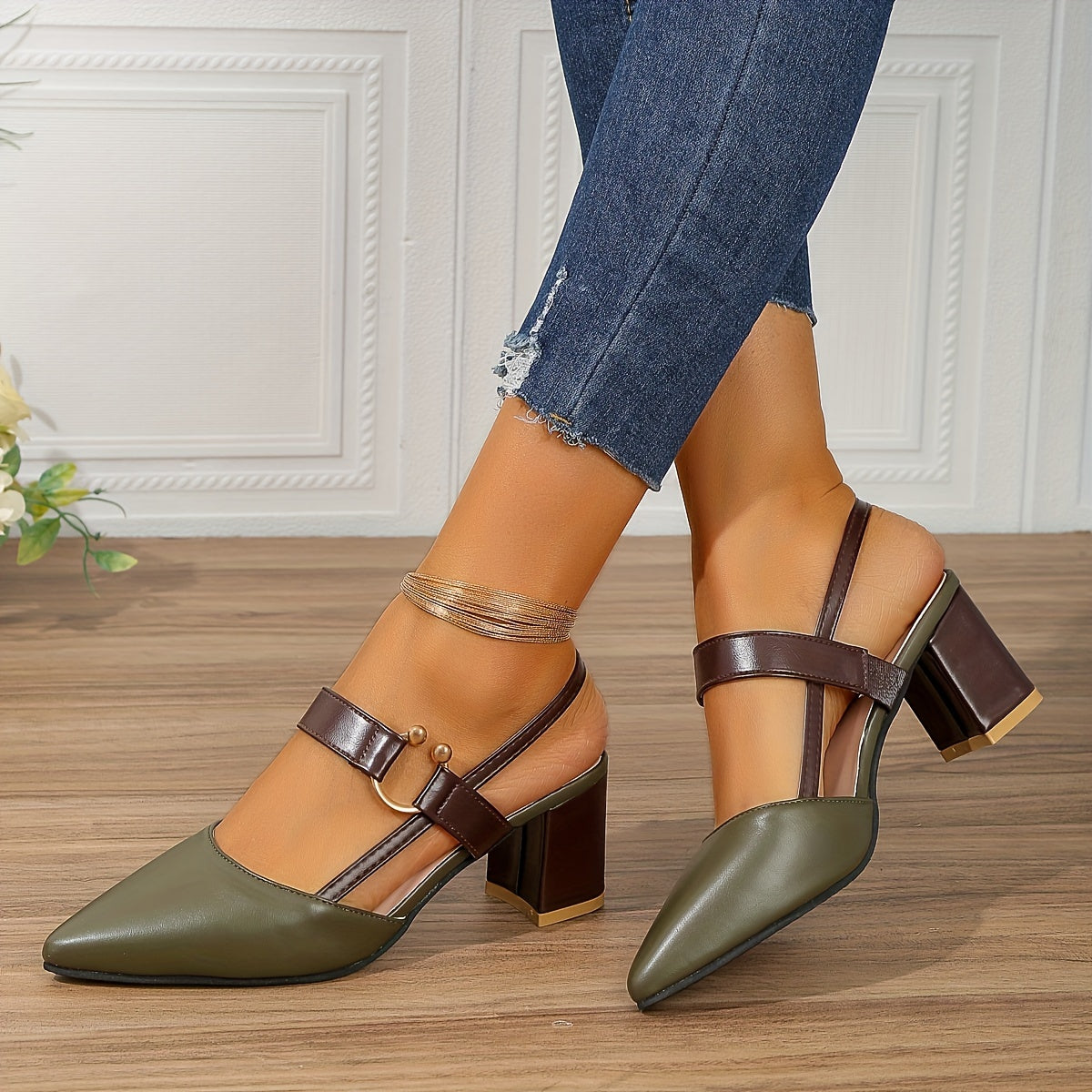 Corinne Block Heel Slingbacks