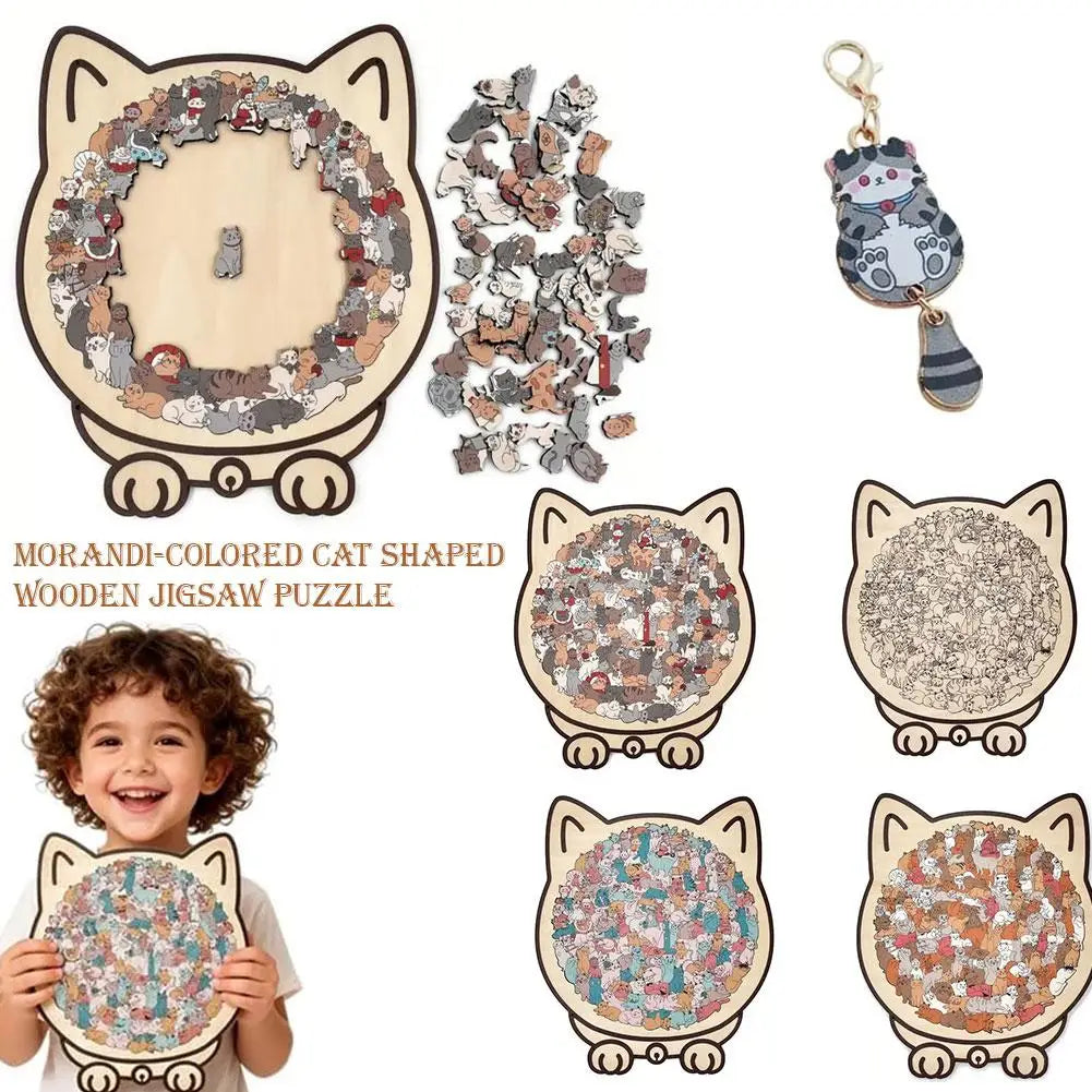 WhiskerPop - Cat-Shaped Wooden Puzzle