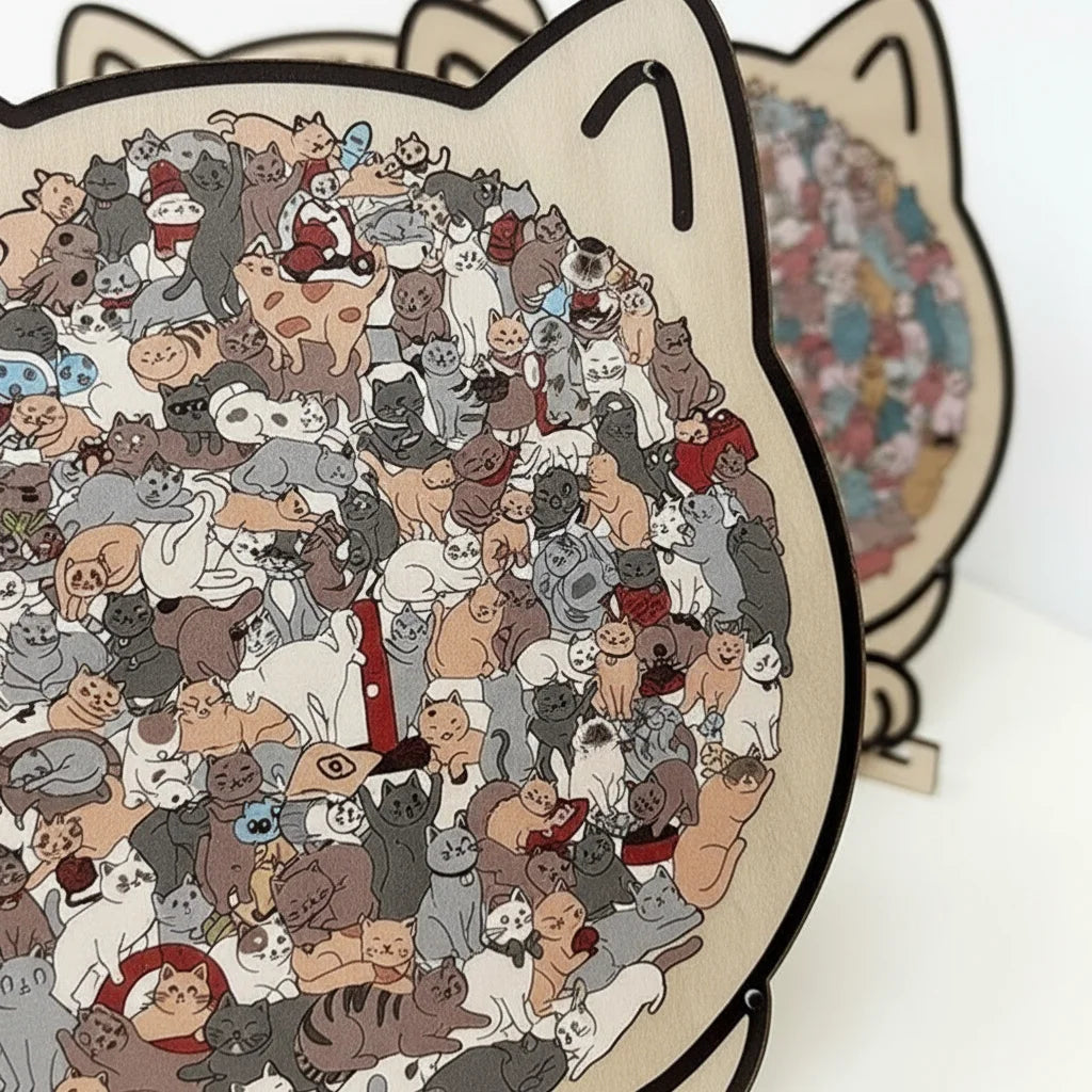 WhiskerPop - Cat-Shaped Wooden Puzzle