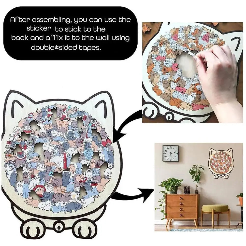 WhiskerPop - Cat-Shaped Wooden Puzzle