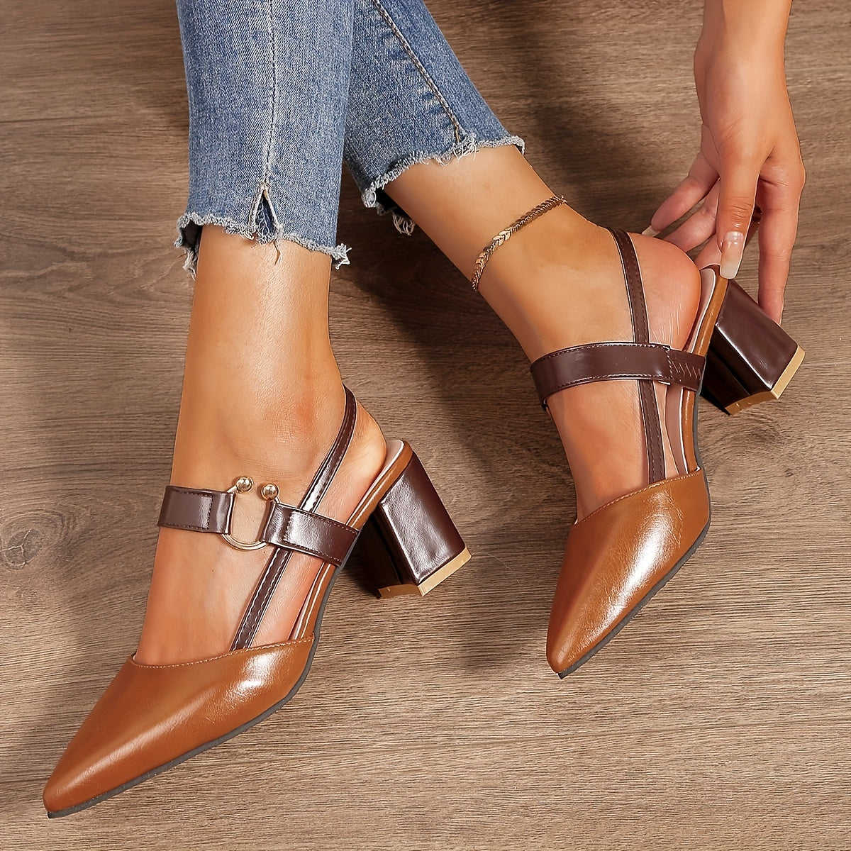 Corinne Block Heel Slingbacks