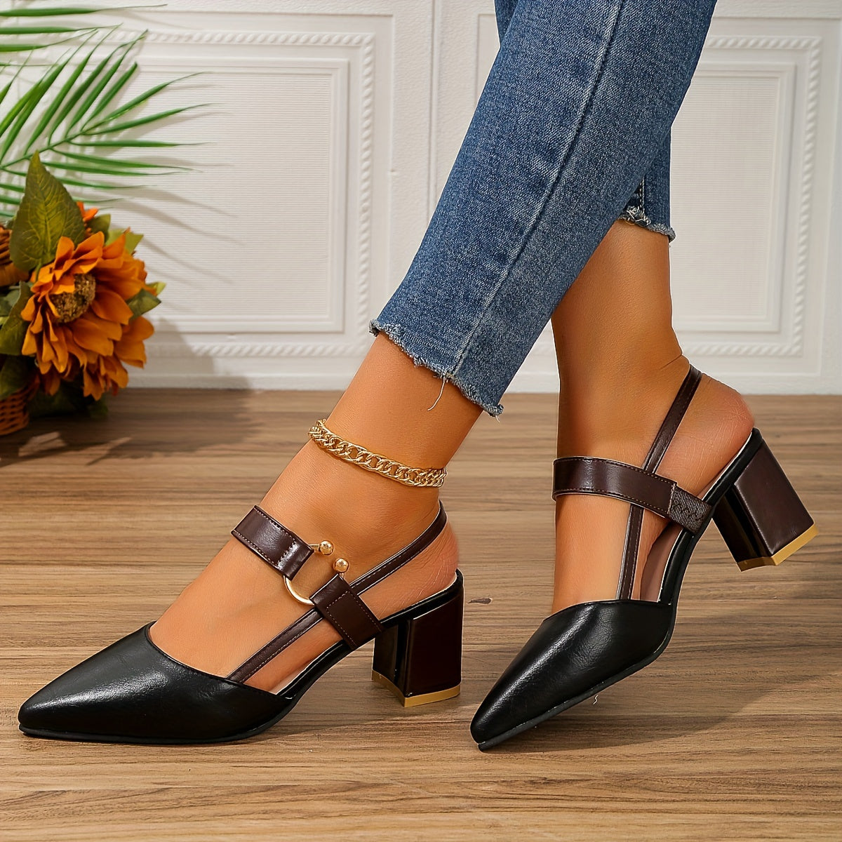 Corinne Block Heel Slingbacks